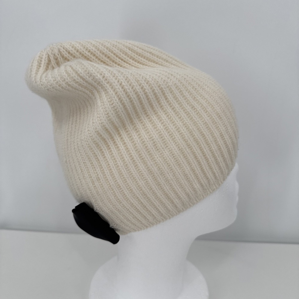 Kate Spade Grosgrain Bow Beanie Cream and Black One Size Girlhoodcore Cute‎